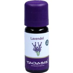 Kleine Flasche mit Lavendelöl und violettem Deckel.