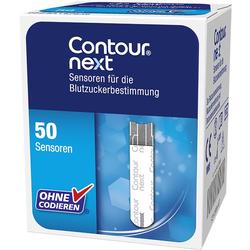 Eine Schachtel mit 50 Sensoren zur Blutzuckerbestimmung von Contour Next.