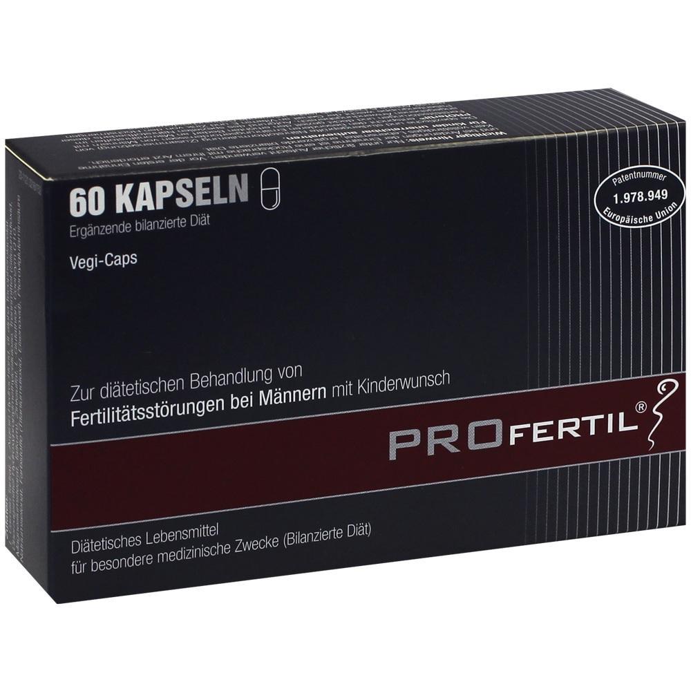 Schwarze Packung mit 60 Kapseln für Männer mit Kinderwunsch.